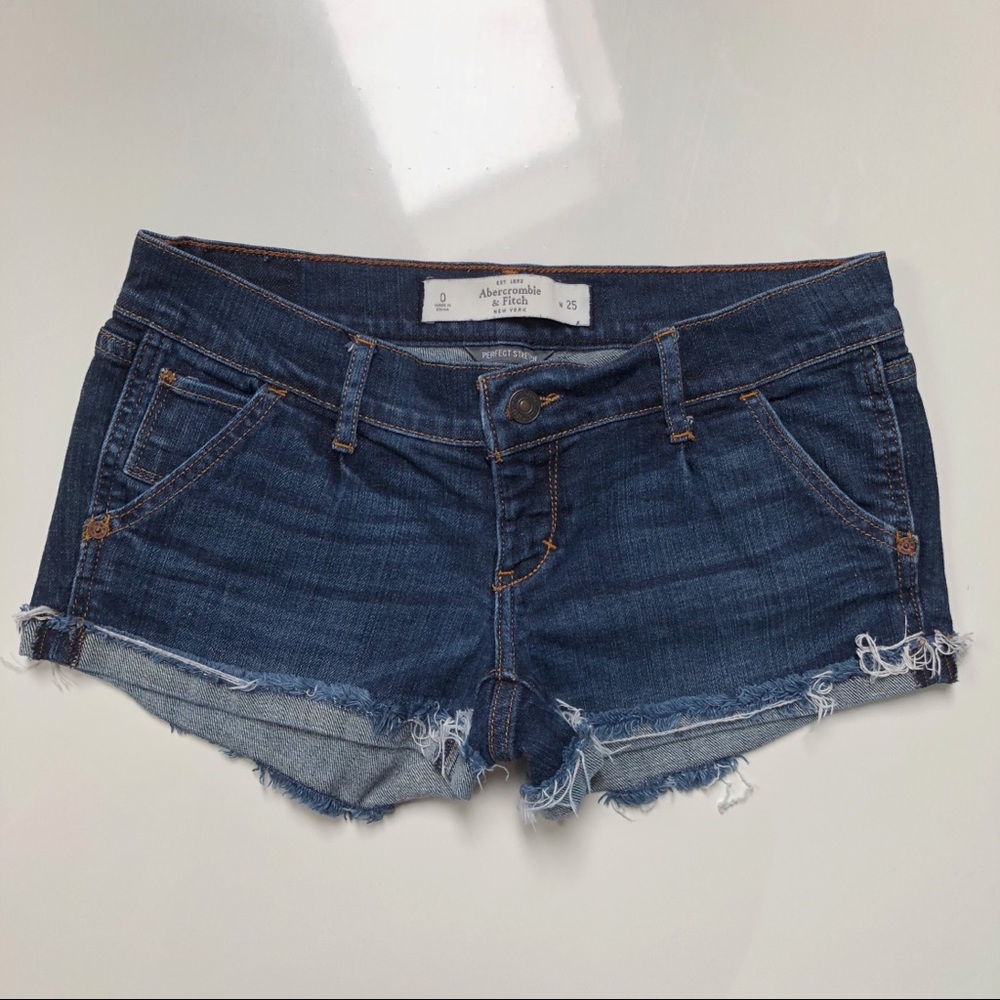 A&F medium wash denim shorts